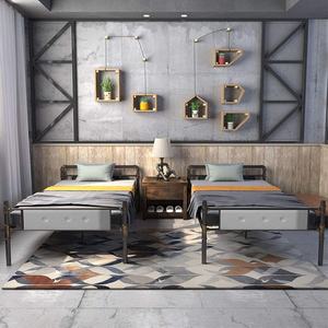 Оптовая Продажа с фабрики, промышленная двухъярусная кровать с двойным верхом, съемная винтажная металлическая и деревянная двуспальная кровать, металлический каркас - Product Image 2