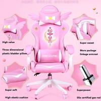 Chaise de jeu Sailor Moon, réglage en hauteur, dossier ergonomique, pivotante, avec appui-tête et coussin lombaire, rose, pour fille