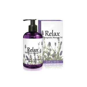 Relax body Massage Oil for Sore Muscles Stiffness Lavender Peppermint Sweet Almond, Grapeseed Jojoba Oil 8 Calming Warming oz