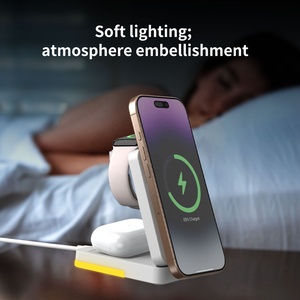 Mới Đến Thông Minh Tiện Ích Gấp 3 Trong 1 Từ Sạc Không Dây Earbuds Đồng Hồ Thông Minh Điện Thoại Di Động Sạc Nhanh Với Đèn <span class=keywords><strong>LED</strong></span> - Product Image 4