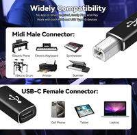 Convertisseur USB C femelle vers USB B mâle compatible avec les contrôleurs MIDI Imprimantes Pianos électriques