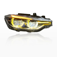 Repuestos Originales SJC V2 Plateados para Auto BMW Serie 3 F30 F35, Faro Delantero LED Amarillo Blanco, DRL Bicolor, Conjunto de Lámpara Frontal