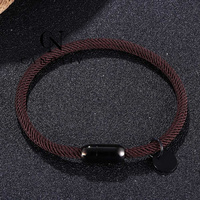 Milan Fil Corde Bracelet En Acier Inoxydable Noir Métal Hommes Femmes Multicolore Couple Main Bracelets Bijoux