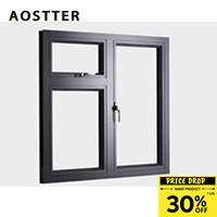 Fenêtres à battants en aluminium noir de style français moderne insonorisées avec isolation thermique et double vitrage trempé