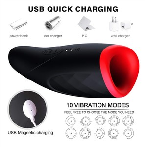 Massaggiatore Elettrico Vibrante in Silicone a Forma di Aereo con Vibrazione e Riscaldamento, per <span class=keywords><strong>Uomo</strong></span> - Nuovo Modello Hot Selling Black Lip Flame - Ingrosso - Product Image 3