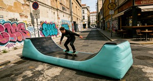 Rampa de Skate Inflable de Nuevo Diseño, Máxima Portabilidad, Instalación en 10 Minutos para Eventos Escolares - Product Image 4