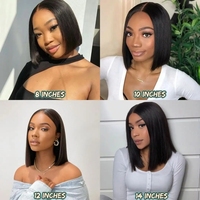 Perruque Lace Front Bob Blonde 613, 100% Cheveux Humains Brésiliens Remy, Densité 180%, Longueur Courte, Dentelle Transparente, Baby Hair