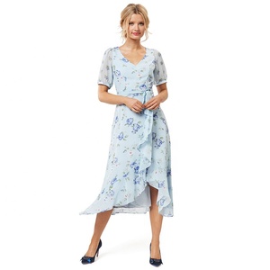Nuevo diseño Flexible ligera azul de manga corta verano vestido - Product Image 1