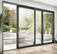 Porte coulissante en aluminium pour balcon AS2047 Australie, grandes portes coulissantes en verre trempé double, en vente