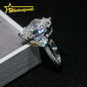 Certificación 5cts Enorme piedra principal Marquise Cut Moissanite 925 Anillos de diamantes para mujeres Pass <span class=keywords><strong>Diamond</strong></span> Tester Anillo de compromiso - Product Image 4