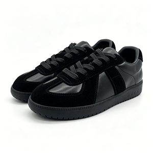 <strong>Ladies</strong> Low Top German <strong>Trainer</strong> Shoes All Black Leather Casual Sneaker Factory Direct Supply Custom Logo &amp; Color Bulk Footwear - Product Image 2