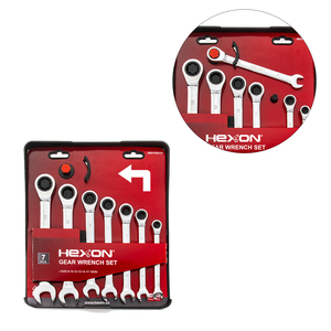 Llave inglesa universal de acero al carbono para reparación de vehículos, llave de engranaje de combinación de trinquete, de cromo y vanadio, 6 uds. - Product Image 4