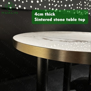 HUALIN Table et chaises de salle à manger en acier inoxydable de style moderne pour restaurants, hôtels et cafés commerciaux en pierre frittée