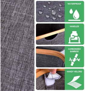 Laundry <b>Hamper</b> with Lid, Bamboo Laundry <b>Basket</b> with Lid, Dirty Clothes <b>Hamper</b> with Handles - Product Image 4
