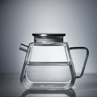 Bouteille d'eau en verre borosilicate grande capacité, résistante à la chaleur et au froid, compatible eau bouillante et réfrigérateur, pichet à large ouverture pour infuser le thé