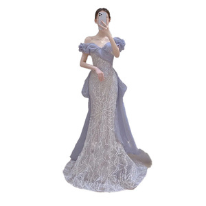 <span class=keywords><strong>Robe</strong></span> de mariée S0465R 2025 de haute qualité, nouvelle collection <span class=keywords><strong>printemps</strong></span>, asymétrique à une épaule, avec sequins, style féerique et élégant - Product Image 5