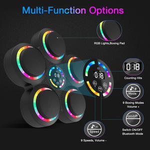 Machine de boxe musicale intelligente RS à fixation murale avec réglage de la vitesse à 9 niveaux, machine de boxe à un coup avec lumière LED - Product Image 6