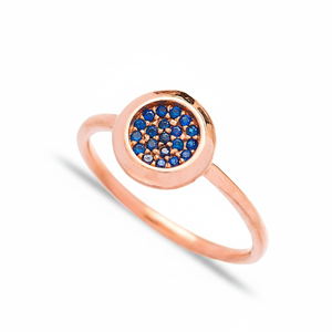 Saphir Zircon Pierre Minimaliste CZ Ronde Conception Cluster Bague En Gros Fabriqué À La Main 925 Bijoux En Argent Sterling - Product Image 2
