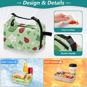 Hawaii Tropical Custom Lucky Ladybug Clover Lunch Bag Warm Cooler Bag - Product Image 4