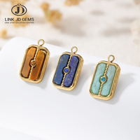 Collier pendentif rectangulaire en acier inoxydable écologique avec œil de tigre, lapis-lazuli et amazonite, vente en gros, DIY