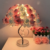 Lampe de table LED luxe fleur de rose décoration intérieure lampe de bureau de chevet pour fêtes de mariage