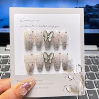 Ongles à presser de luxe 301-400, marque privée, faits à la main, sur mesure, en acrylique épais avec strass, faux ongles