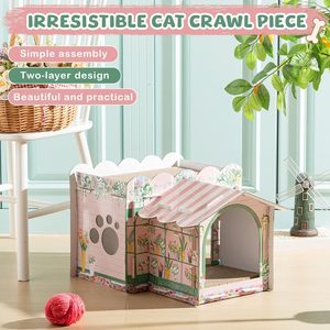 <span class=keywords><strong>Casa</strong></span> <span class=keywords><strong>de</strong></span> Cartón <span class=keywords><strong>de</strong></span> 2 Pisos para Gatos con Rascador para Gatitos Pequeños, Conejos y Animales Pequeños, Regalo <span class=keywords><strong>de</strong></span> Navidad o Cumpleaños - Product Image 2