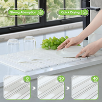 Tapis de séchage CC grand format antidérapant en pierre de diatomée absorbante, plateau de séchage CC pour comptoir de cuisine, salle de bain et évier