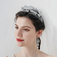 Accessoires de cheveux de mariée au design ODM unique, couronne de mariage scintillante en diamant avec strass motif épi de blé, grande couronne de concours pour la mariée