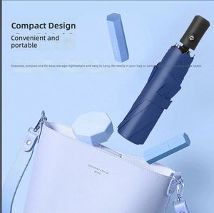 Grand parapluie pliant automatique pour femmes, protection UV avec revêtement noir - Product Image 3