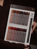 Petit gel mat nude Morandi tendance, couleur moka brun chaud, 24 couleurs, haut de gamme, imperméable, longue tenue, végétalien, non toxique, à pointe dorée