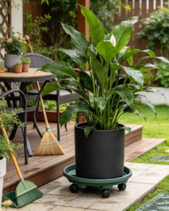 Plateau de déplacement à <span class=keywords><strong>roulettes</strong></span> en plastique, déplaceur de pots de fleurs robuste <span class=keywords><strong>avec</strong></span> roues, chariot de jardinage à base ronde stable - Product Image 3