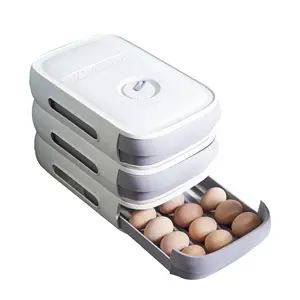 新型可重复使用的抽屉式鸡蛋收纳盒厨房冰箱可堆叠托盘鸡蛋收纳盒