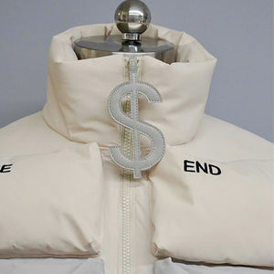 Doudoune Hiver Homme Luxe Personnalisée, Col Montant, Style Streetwear, Motif <span class=keywords><strong>Clavier</strong></span> Crème - Product Image 4