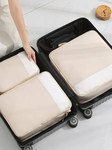 กระเป๋าจัดระเบียบสัมภาระแบบ 3 ชิ้น ชุดกระเป๋าเก็บของแบบบีบอัดสำหรับเดินทาง ความจุขนาดใหญ่ สำหรับจัดระเบียบตู้เสื้อผ้าและกระเป๋าเดินทาง - Product Image 6