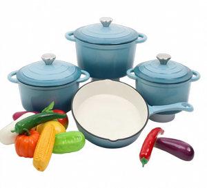 Juego <span class=keywords><strong>de</strong></span> utensilios <span class=keywords><strong>de</strong></span> cocina <span class=keywords><strong>de</strong></span> hierro fundido esmaltado Zunke: olla <span class=keywords><strong>para</strong></span> guisar, sartén y bandeja <span class=keywords><strong>para</strong></span> hornear - Product Image 4
