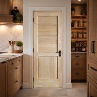 Porte intérieure pré-montée à âme pleine en bois, à 2 panneaux à persiennes, pour chambre, placard, ventilation et garde-manger