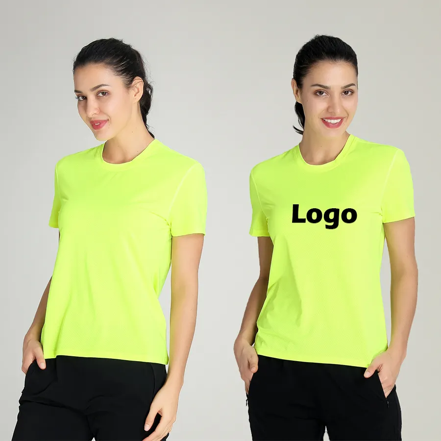 Wholesale Lidong bulk stock custom logo blank sports t shirts printing neon green color t shirt for women