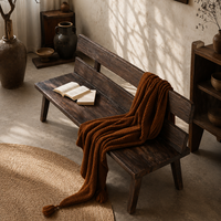 Banc de salle à manger moderne Wabi-Sabi en bois massif avec dossier, chaise longue rustique en bois pour trois personnes pour salle à manger