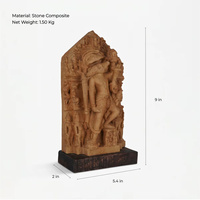 Klassische Nar Varaha Statue Vishnu Wildschwein-Inkarnation Indische Tempelkunst Sammlerstück Handgefertigtes Kunsthandwerk aus Stein und Holz für den Tisch