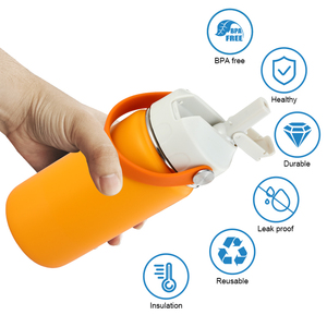 Tùy Chỉnh Màu Sắc Biểu Tượng Trẻ Em Chai Nước Thép Không Gỉ Đôi Tường Cách Nhiệt Uống Chai Chân Không <span class=keywords><strong>Flask</strong></span> Với Rơm Nắp - Product Image 2