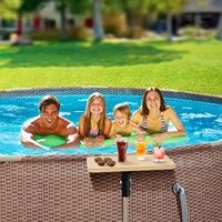 Tragbarer Holz-Getränkehalter & Tisch für den Poolbereich, Whirlpool-Tablett für den Außenbereich