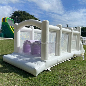 Castillo Inflable Fiveflowers Color Blanco Pastel con Tobogán, Pista de Obstáculos Comercial para Juegos al Aire Libre - Product Image 2