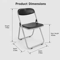 Chaise de réunion pliante avec structure métallique thermolaquée antirouille, empilable, gain de place, dossier, vente en gros