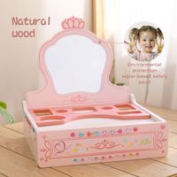 Meilleures ventes : Ensemble de jeu de maquillage et petite coiffeuse en bois pour enfants, style scandinave unisexe, avec miroir rose, Zhejiang