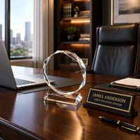 Trophée en cristal octogonal personnalisé avec boîte cadeau, trophée en cristal hautement transparent pour les cadeaux d'affaires et les récompenses sportives