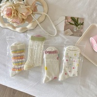 Chaussettes mi-mollet pour femmes, légères, respirantes, à pois et à rayures, pour l'été