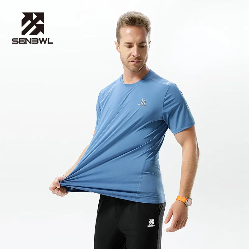 Toptan spor yuvarlak boyun boşlukları T Shirt nefes spor tişörtleri özel kuru Fit Tshirt erkekler için