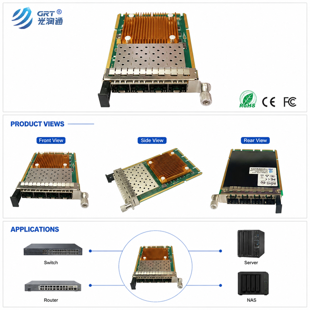 Intel XL710-BM1chip 10G Ethernet Server Adapter 4 Port OCP3.0 SFP+ NIC Fiber Optic Network Card for Storage Device