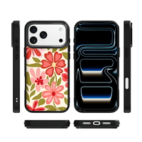Coque de téléphone AG Feeling Black Edge avec motif floral simple doré pour iPhone 17, 17 Pro Max, 16 Pro, 15 – Coque magnétique